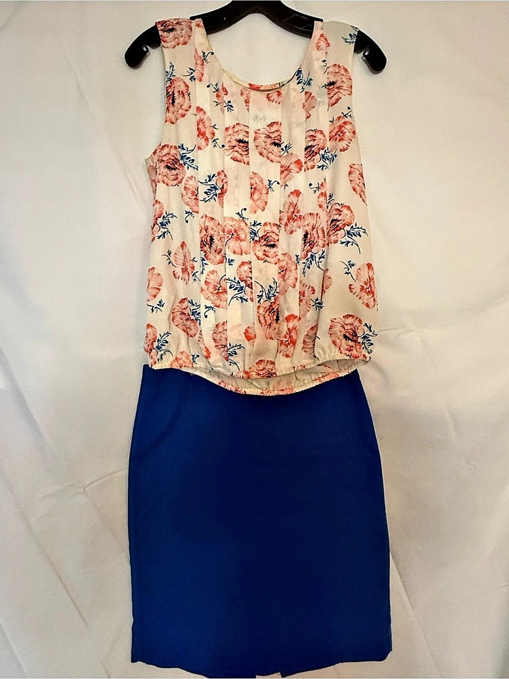 Limited Floral Skirt Set in Blue & Coral